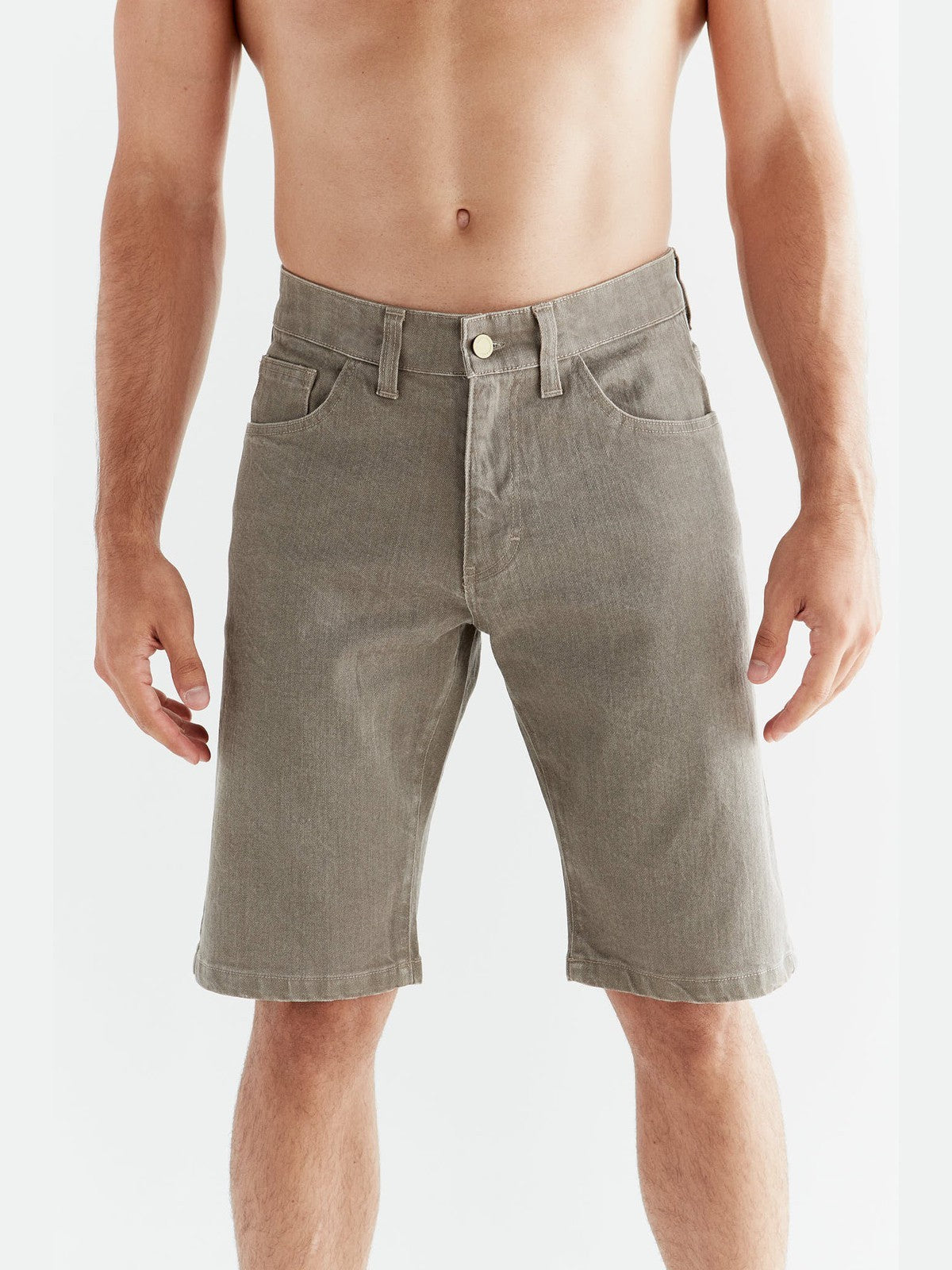MA3018-395 | Herren Denim Shorts in Ton Waschung - Pebble
